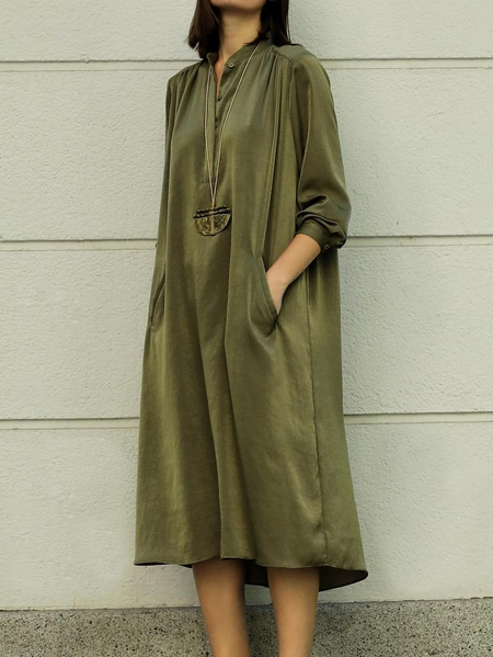 

Casual Plain Regular Fit Dress, Green, Dresses