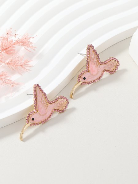 

Rhinestone Hummingbird Stud Earrings, Pink, Earrings