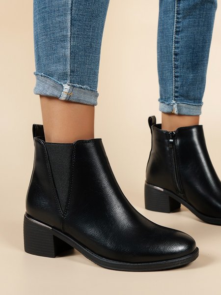 

Black Leather Commuter Fashion Chelsea Boots, Boots