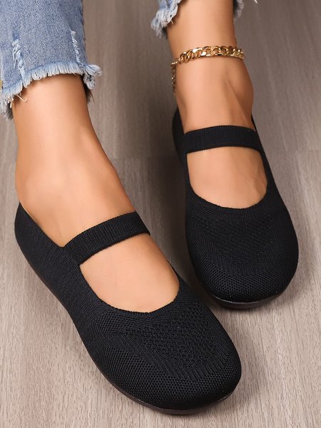 

Women Minimalism Soft Sole Casual Mesh Fabric Mary Jane Shoes, Black, Flats & Loafers