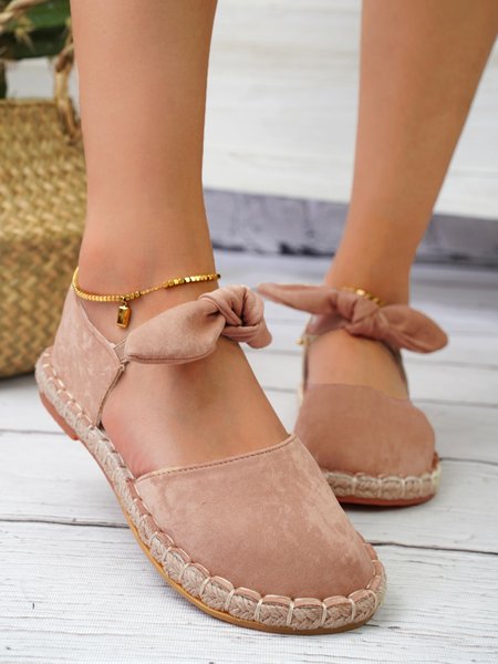 

Resort Pink Suede Bow Espadrille Flats, Flats