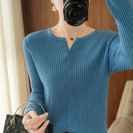

Buckle Long Sleeve Casual Cardigan, Blue, Sweaters & Cardigans