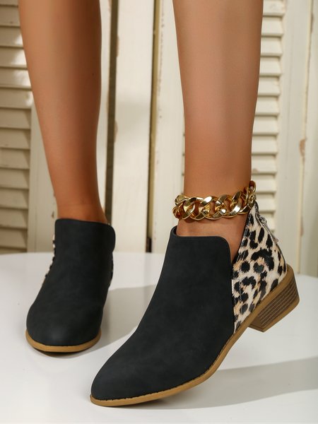 

Women Leopard Panel Chelsea Boots, Black, Boots