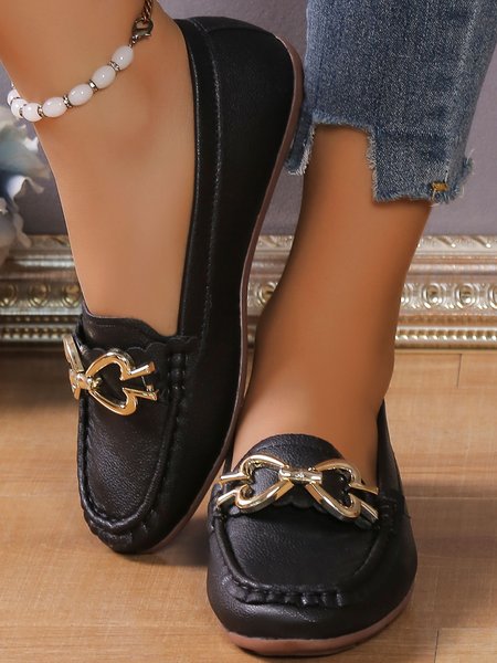 

Women Urban Metal Decor Comfy Loafers, Black, Flats