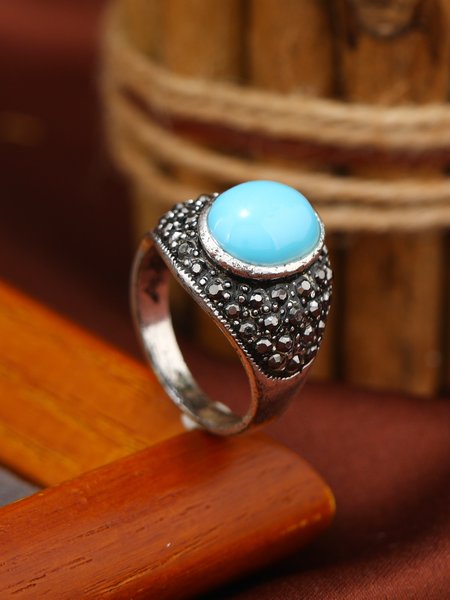 

Vintage Imitation Turquoise Ring, As picture, Rings