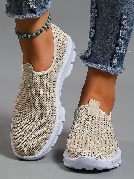 

Rhinestone Breathable Mesh Fabric Slip On Sneakers, Light camel, Sneakers