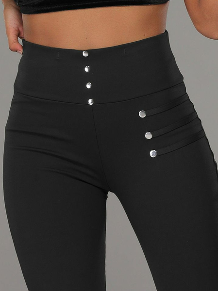 

Regular Fit Plain Casual Pants, Black, Pants