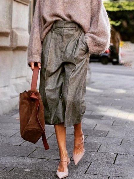 

Plain Urban Regular Fit Fashion Pants, As picture, Pants