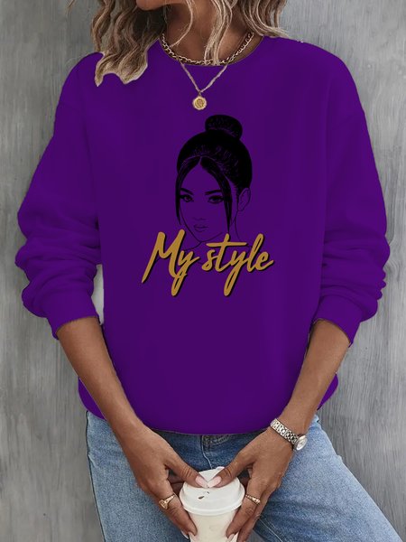 

Figure Crew Neck Casual Sweatshirt, Purple, Sweatshirts & Hoodies
