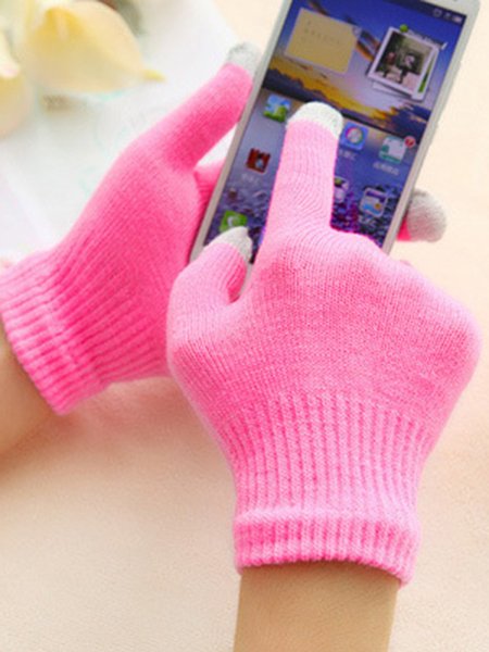 

Solid Color Accessible Screen Warm Gloves, Pink, Women Gloves
