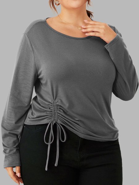 

Casual Plain Crew Neck T-Shirt, Deep gray, T-Shirts