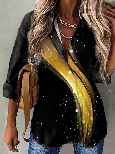 

Casual Shirt Collar Blouse, Yellow, Shirts & Blouses