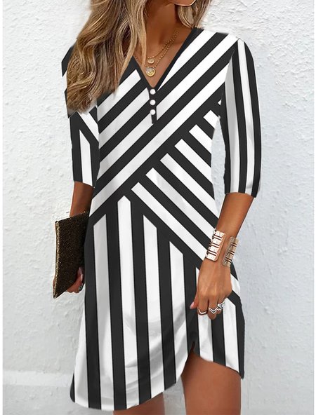 

Geometric Casual Regular Fit Dress, Black, Dresses