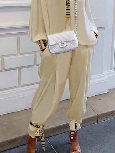

Loose Color Block Urban Fashion Long Pants, Apricot, Pants