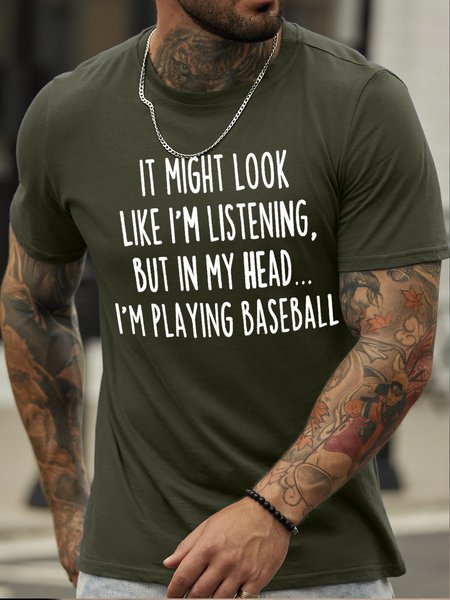 

Men’s Humor And Irony Text Letters Cotton Crew Neck Casual T-Shirt, Army green, T-shirts