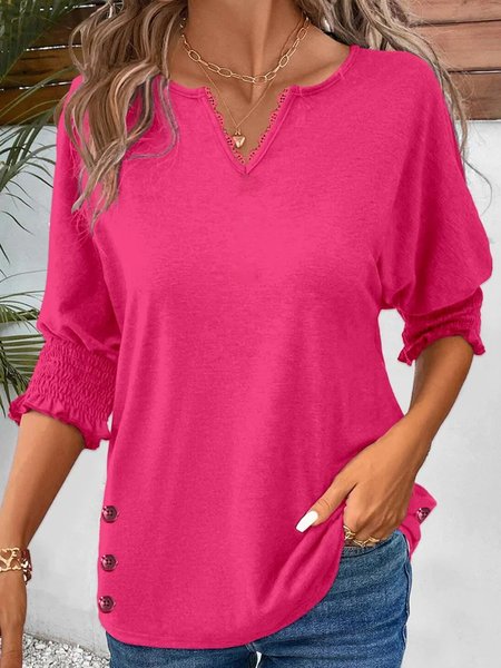

Plain Jersey Casual T-Shirt, Rose red, T-Shirts
