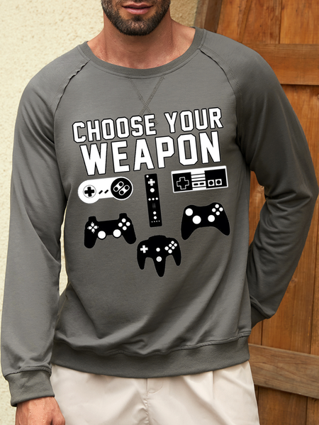 

Choose Your Weapon Men's Loose Casual Crew Neck Sweatshirt, Deep gray, Hoodies&Sweatshirts