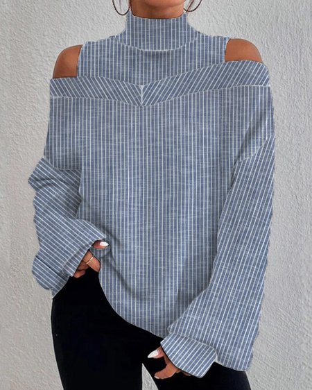 

Casual Striped Loose Halter Sweatshirt, Stripe, Sweatshirts & Hoodies