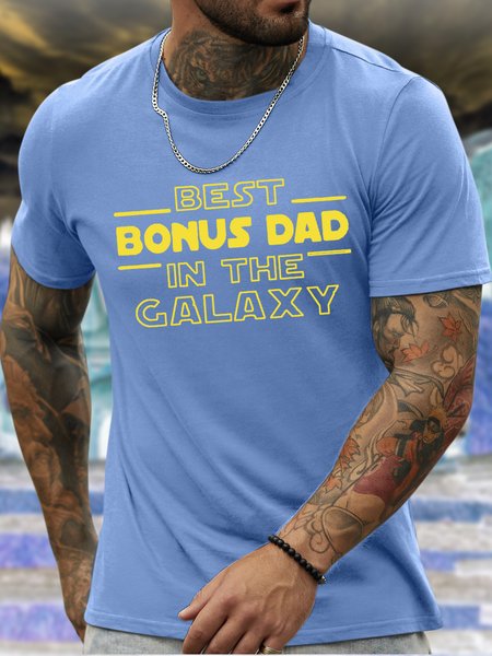 

Men’s Best Bonus Dad In The Galaxy Casual Text Letters T-Shirt, Light blue, T-shirts