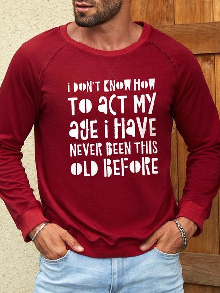 

Men’s Cotton-Blend Text Letters Casual Sweatshirt, Red, Hoodies&Sweatshirts