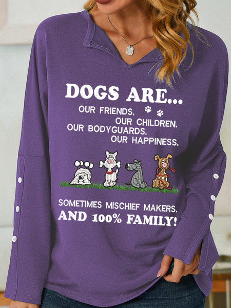 

Women's Dog Are Friends, Happiness And 100% Family Shawl Collar Casual Sweatshirt, Deep purple, Hoodies&Sweatshirts
