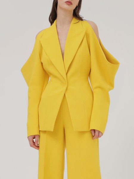 

Lapel Collar Regular Fit Elegant Blazer, Yellow, Blazers
