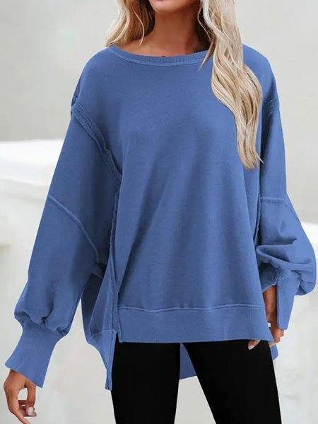 

Casual Plain Sweatshirt, Blue, Sweatshirts & Hoodies