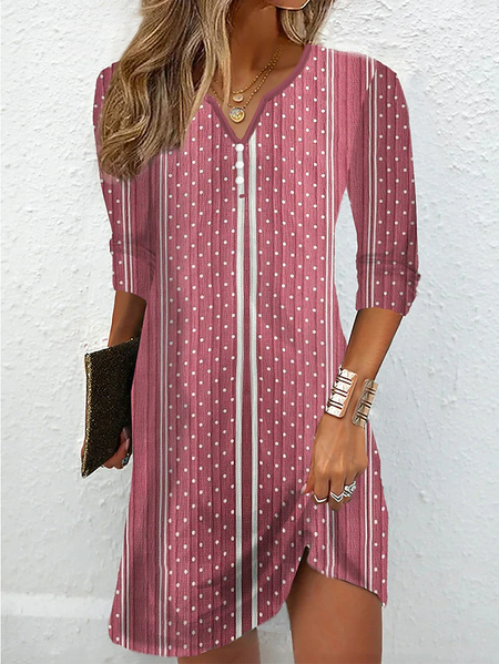 

Casual Geometric Dress With No Belt, Pink, Dresses