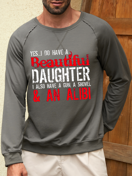 

Men's I have a beautiful daughter Casual Crew Neck Sweatshirt, Gray, Hoodies&Sweatshirts