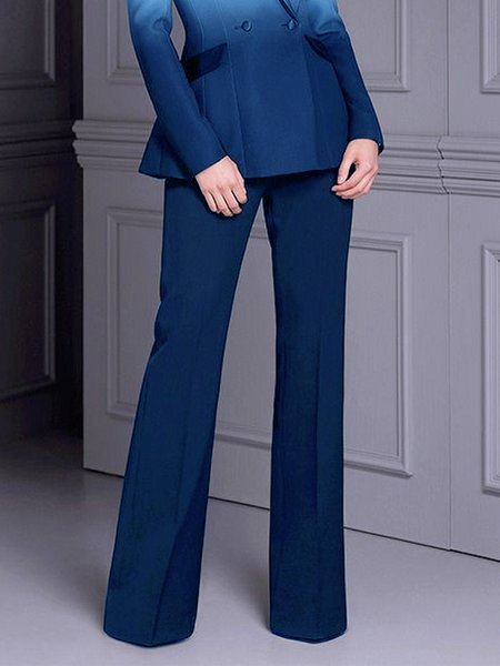 

Elegant Plain Fashion Wide leg Pants, Blue, Pants