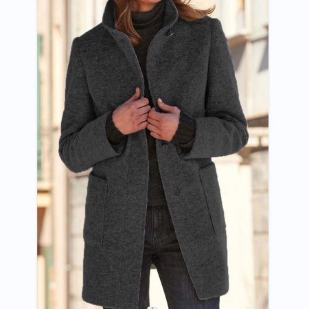 

Vintage Plain Loose Jacket, Black, Jackets