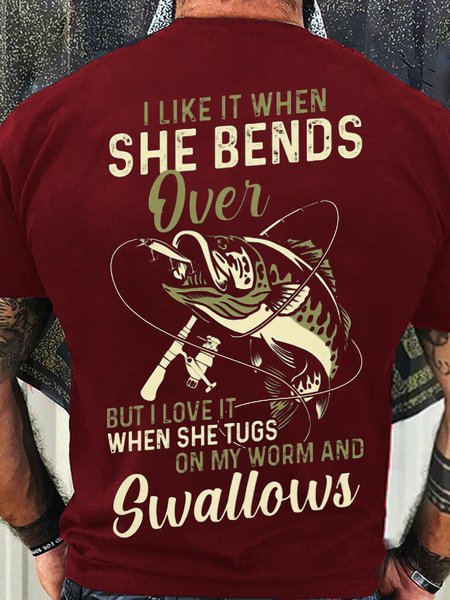 

Men's Casual Cotton Funny Fishing Lover T-Shirt, Red, T-shirts