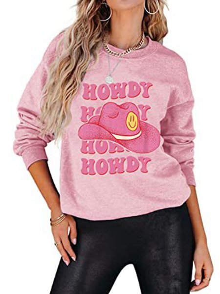 

Casual Text Letters Crew Neck Sweatshirt, Pink, Sweatshirts & Hoodies