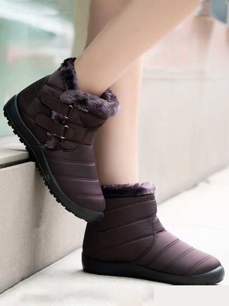 

Rainproof and Waterproof Fleece To Keep Warm Velcro Portable Snow Boots, Coffee, Boots