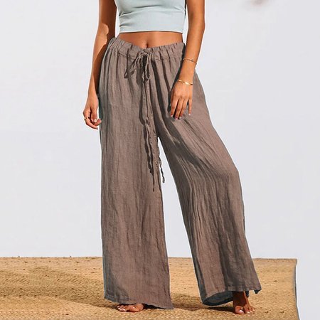 

Casual Loose Cotton And Linen Pants, Coffee, Pants