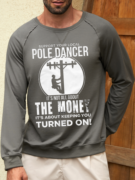 

Men's Pole Dancer Funny Text Letters Loose Cotton-Blend Casual Sweatshirt, Gray, Hoodies&Sweatshirts
