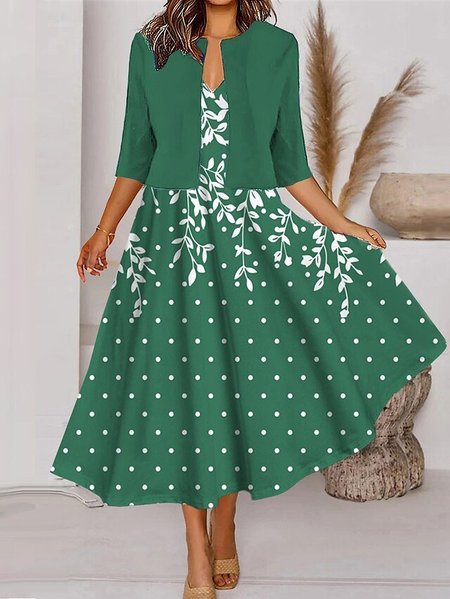 

Casual Loose V Neck Two-Piece Set, Green, Suit Set