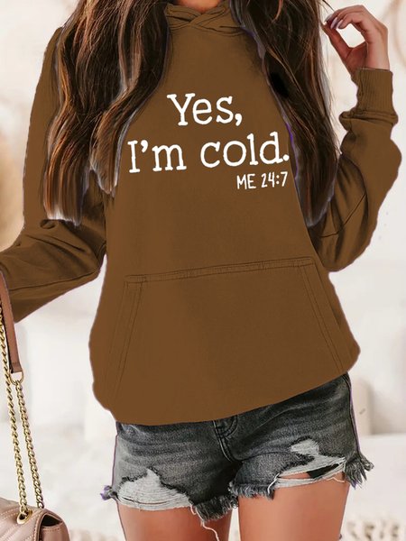 

Casual Hoodie Loose Text Letters Hoodie, Brown, Hoodies&Sweatshirts