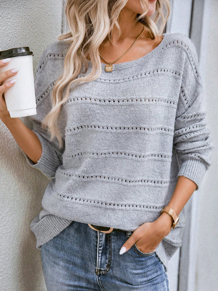 

Casual Crew Neck Wool/Knitting Sweater, Gray, Sweaters