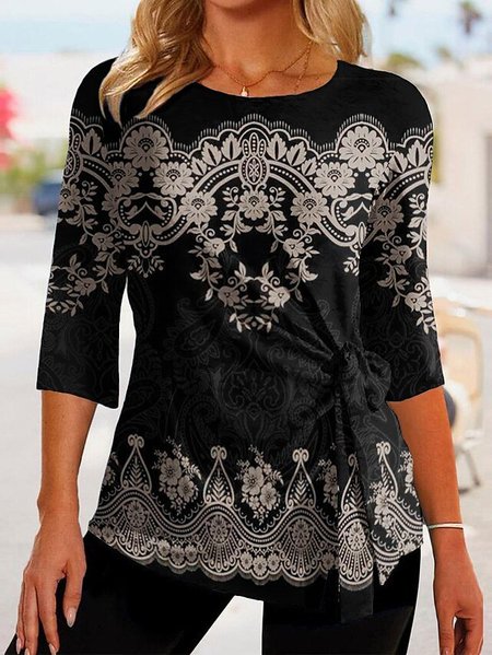 

Casual Knitted Ethnic Shirt, Black, Shirts & Blouses