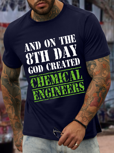 Men's Casual Crew Neck Cotton-Blend T-Shirt, Dark blue, T-shirts