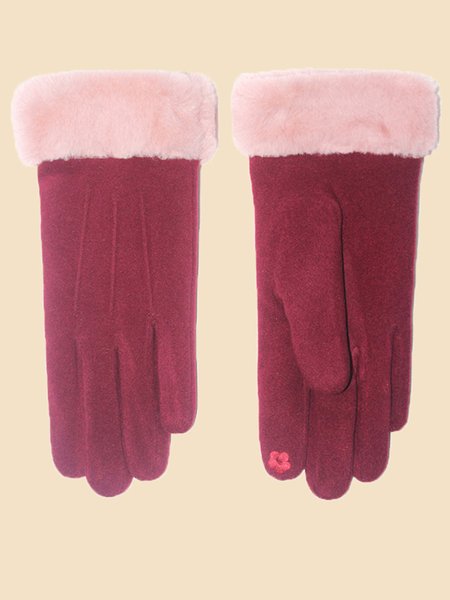 

Solid Panel Wool Blend Thermal Gloves, Color10, Women Gloves