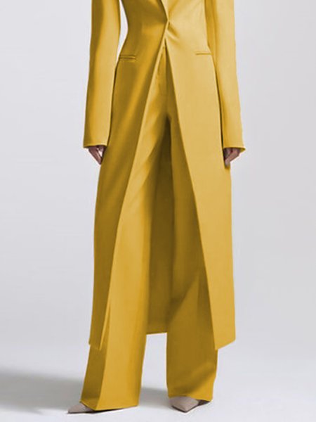 

Urban Regular Fit Plain Pants, Yellow, Pants