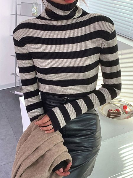

Turtleneck Urban Regular Fit Sweater, Black-grey, Pullovers