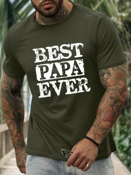 

Men’s Best Papa Ever Cotton Casual Regular Fit T-Shirt, Army green, T-shirts