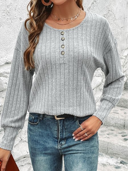

Casual Crew Neck T-Shirt, Gray, T-Shirts