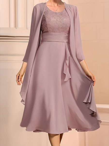 

Elegant Regular Fit Two-Piece Set, Pink, Suit Set