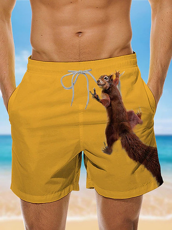 

Printing Casual Loose Animal Shorts, Yellow, Shorts