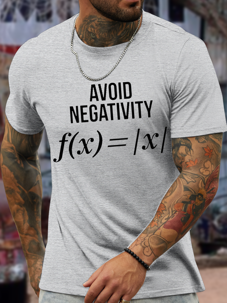 

Men's Funny Avoid Negativity Cotton Loose Casual T-Shirt, Light gray, T-shirts