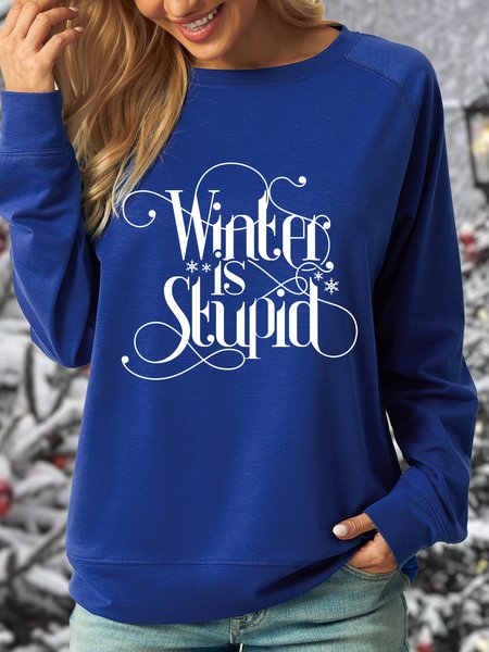 

Women's Winter is Coming funny Casual Crew Neck Sweatshirt, Blue, Hoodies&Sweatshirts